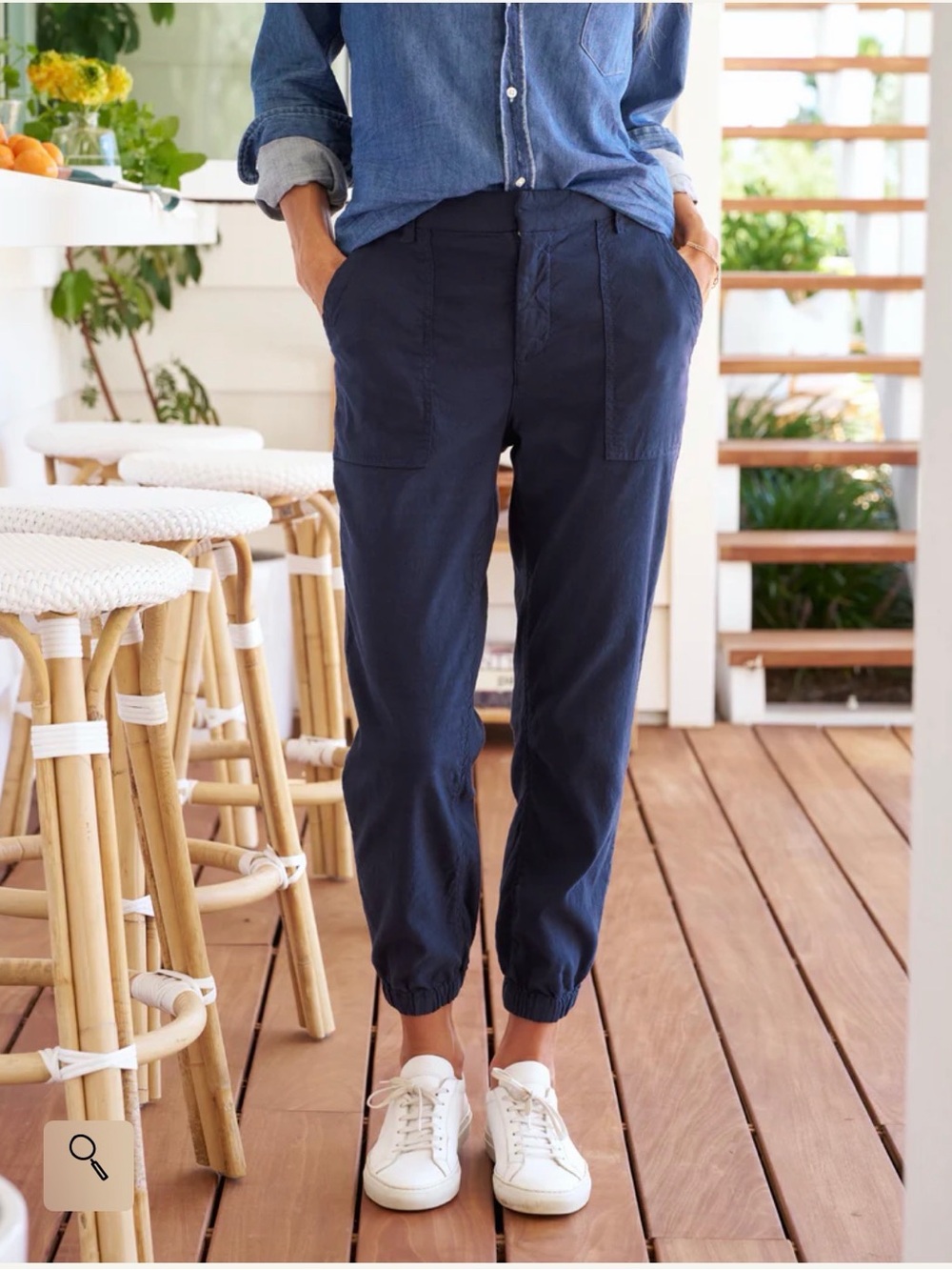 Frank & Eileen Jameson Linen Joggers in summer navy